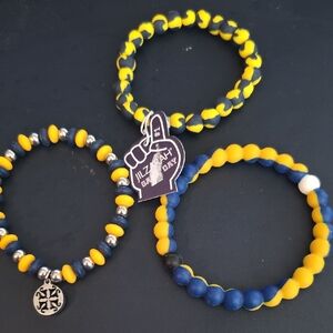 Kids Yellow and Blue Beaded Bracelet Trio